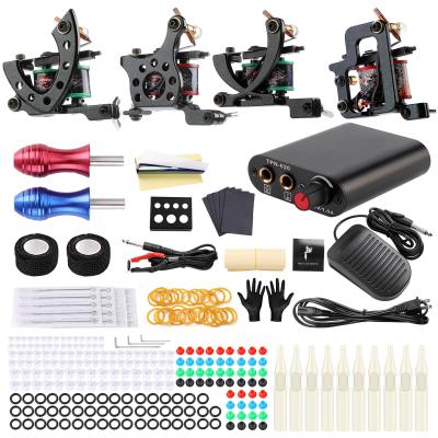 China Full Set Four Machine Tattoo Machine Set, Full Set Tattoo Equipment, Cutting Wire Mist Coil Tattoo Machine Tattoo Set for sale