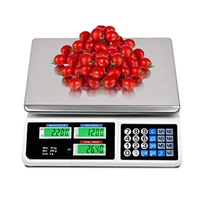 China Plastcic+Stainless Steel Model 66LB 30kg 35kg 40kg Cheap Commercial Retail Food Meat Weighing ACS Series Digital Electronic Price Calculating Scale for sale