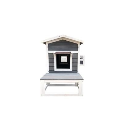 China Sustainable Outdoor Wooden Cat House Outdoor Kitty Shelter With Waterproof Roof for sale