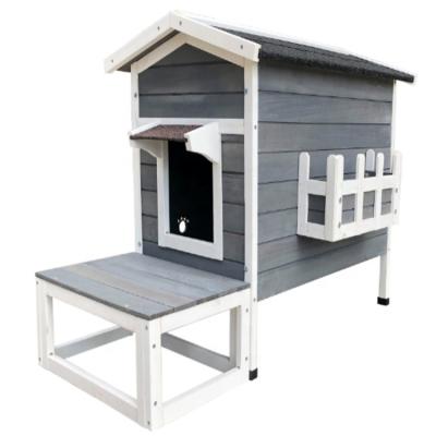 China Breathable Outdoor Cat Cage Wood With Balcony Houses for sale