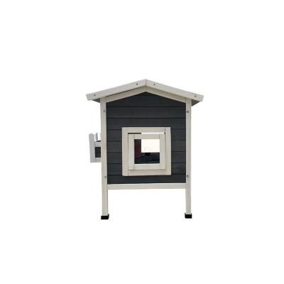 China Sustainable Wooden Cat House With Balcony Wooden Pet House for sale