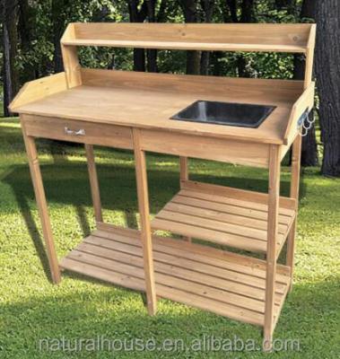 China Wooden Outdoor Garden Potting Bench for sale