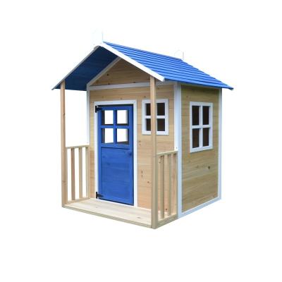 China Wholesale Kids Playhouse Easily Assembled Wooden Cubbyhouse With Outdoor Veranda Backyard For Fun for sale