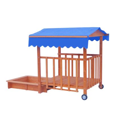 China High Quality Chinese Fir Outdoor Wooden Sandpit With Canopy for sale