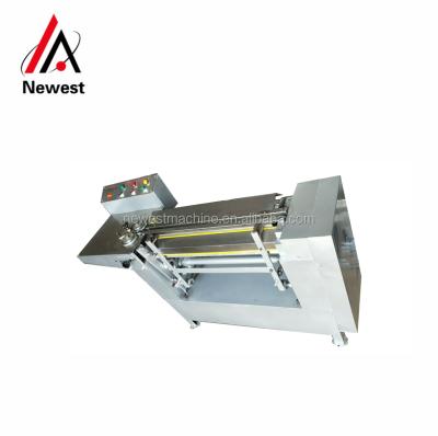 China 304 stainless steel continuous handmade hard candy roll cutting machine, slice lollipop cutting machine for sale