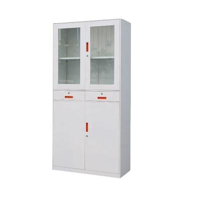 China Adjustable Steel Slim Frame Glass Door Sideboard (Other) Storage Cabinet With 2 Drawers White Filing Cabinet for sale