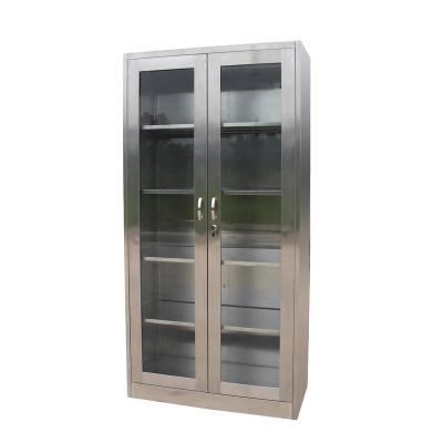 China Modern Glass Stainless Steel Hospital Instrument Cupboard Stainless Steel Medical Display Cabinet for sale