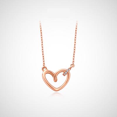 China FASHIONABLE Women's AU750 Real Diamond Pendant Necklace 18k Gold Set Heart Shaped Necklace for sale