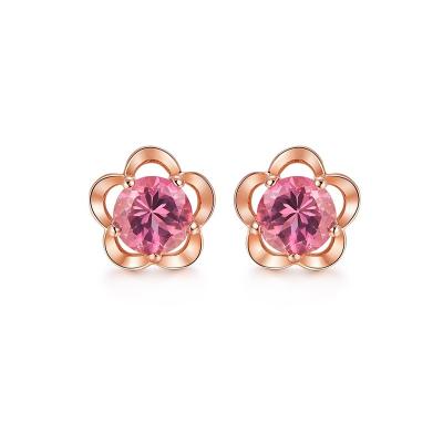 China Trendy Gold Jewelry Fashion Tourmaline Simple Flower 18k Rose Gold Stud Earrings Women Small Earrings for sale