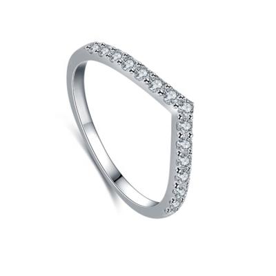 China FASHIONABLE Women's V Row Diamond All-match 925 Sterling Silver Imported Moissanite Diamond Ring for sale