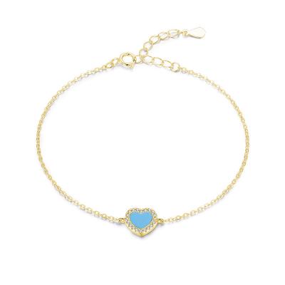 China Hot-selling popular hot-selling women's s925 sterling silver love turquoise bracelet cute light luxury niche design jewelry for sale