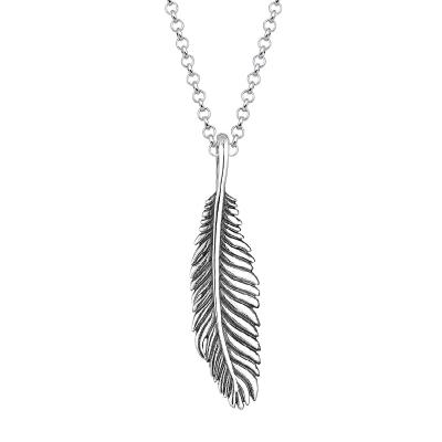 China Wholesale Vintage Mens Necklace Feather Bird Oxide 925 Silver Chain for sale