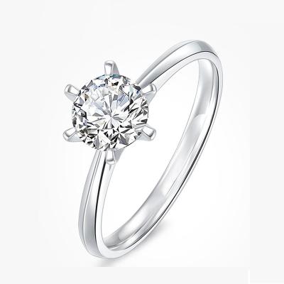 China Women's Punk Platinum Diamond Ring Six Prong Design Custom Engagement Wedding Ring for sale