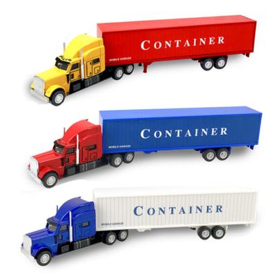 China Toy Truck For Boy Customize Wholesale 1:48 Diecast Metal Crafts Container Alloy Trailer Truck Toy For Boy Kids Play for sale