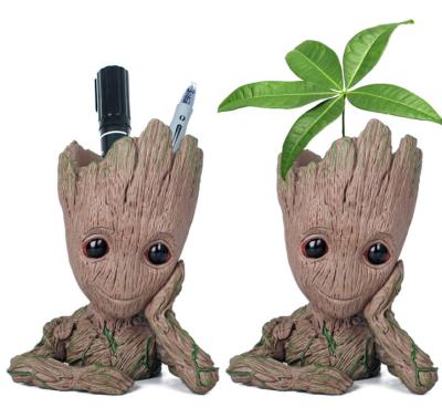 China .cheap .best Polyresin Flower Pot Baby Groot Figurine Pen Pot Indoor Decor Cute Popular Eco-friendly Cute Gifts for sale