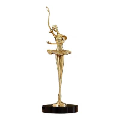 China Antique Brass Flexible Ballet Girls Figurines Europe Ballet Dancer Dancing Girls Statue for sale