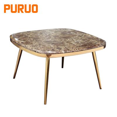 China Luxury Designs Stainless Steel Table Frame Luxury Marble Coffee Table Set Home Furniture for sale