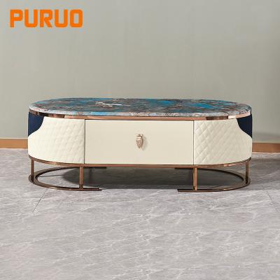 China PURUO new design coffee table living room furniture marble high end center modern high end coffee table for sale