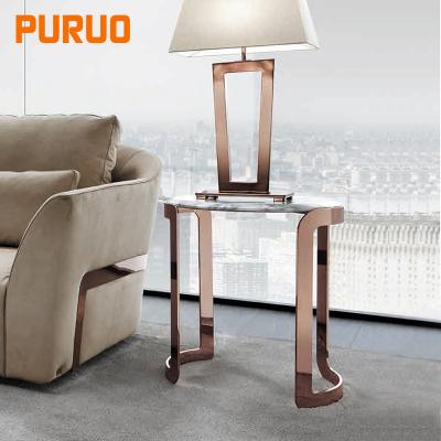 China NEW DESIGN PURUO Marble Table Side Tea Accent Table Nordic Furniture Gold Luxury Modern Coffee Side Marble Table for sale