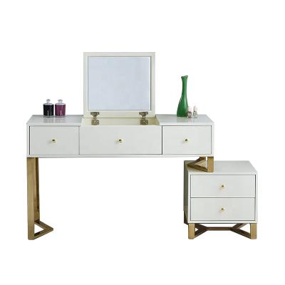 China European Simple Modern PANEL Style Drawer Storage Dressing Table With Mirror for sale