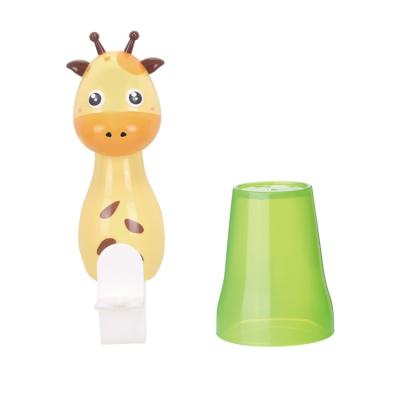 China Sustainable Bathroom Accessories Set No Sticky Giraffe Cartoon Toothbrush Punch Wall Mounted Holder for sale