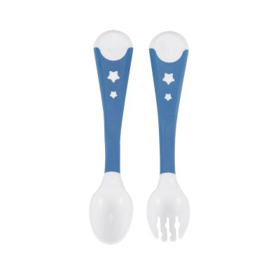 China Minimalist Soft Bendable Silicone Baby Spoon And Fork Training Set for sale