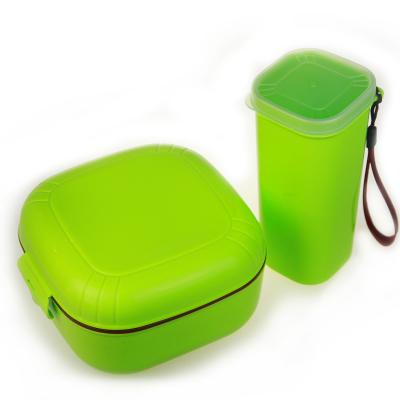 China Factory Viable Food Container Bento Lunch Box And Water Safe Plastic Leakproof Plastic Bottle Set Microwavable To Heat for sale