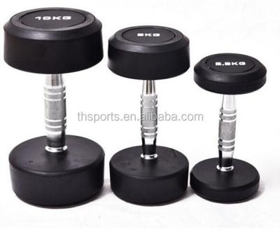 China Rubber Covered Dumbbell Free Weight Fixed Rubber Coated Hex Dumbbell Gym Equipment for sale