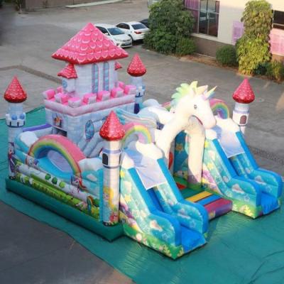 China Funny Inflatable Indoor and Outdoor Playground Kids Party Game Candy Funland with Inflatable Bounce House, Jumping Castle and Slide for sale