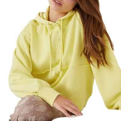 China Ali2-WY0021 Terry Plain Fleece Sweatshirts With Comfy Warm Anti-wrinkle French Buttons On The Neck Women Hoodies Custom Made for sale