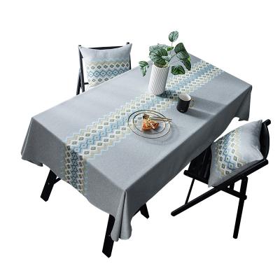 China Waterproof pure fabric tablecloth coffee table color embroidery cotton and linen tablecloth for sale