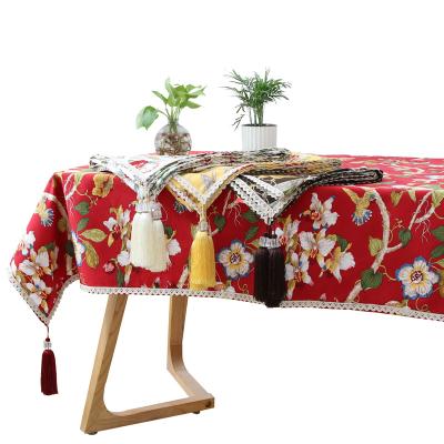 China Simple and elegant cotton on the other side of living room table Chinese classical style carpet and linen tablecloth for sale