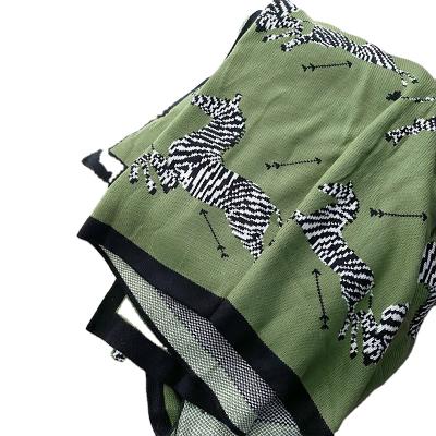 China Non-Toxic Vintage Green Zebra Knitted Medieval Tapestry Blanket Sheets for sale