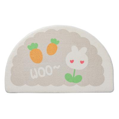 China Bathroom Suction Antimicrobial Semicircular Door Mat For Bathroom Rug Household Non-Slip Bathroom Carpet for sale