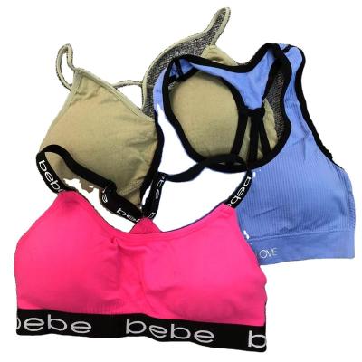 China Brand Breathable Custom Women's White Camouflage Brushed Yoga Sports Bra Push Up Fitness Elastic Cross Crop Back Tops for sale