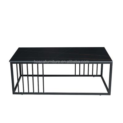 China Stable modern style black marble top with Vietnam coffee table metal legs coffee table for sale