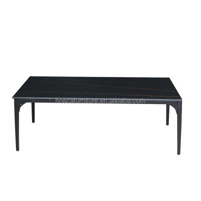 China Stable Modern Style Table Ceramic Black Glass Top With Metal Legs Coffee Table for sale