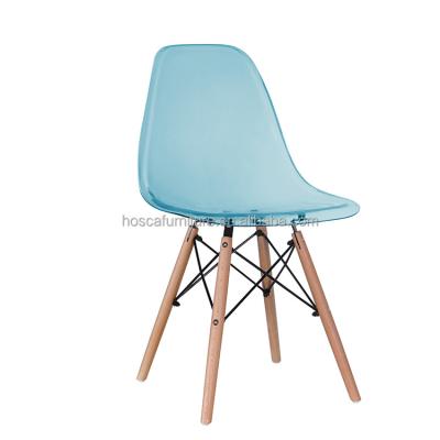 China Stable Free Samples Wholesale Large Color Transparent Light Wood Leg Dining Chairs for sale