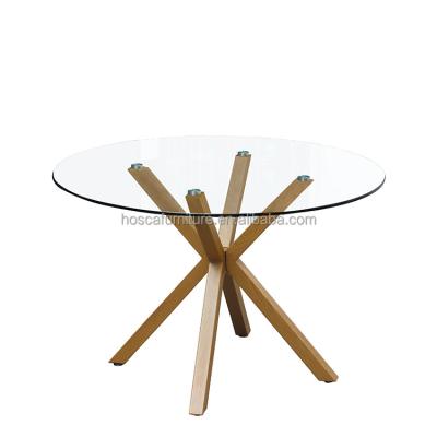 China Dine Room Coffee Table Chrome Leg Stable Round Luxury Glass Dining Table Furniture Modern Dining Tables for sale