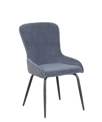 China Italian style comfortable hot sale gray velvet chair with back armrest instead of striped dining chair for sale