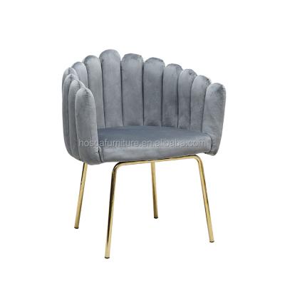 China Hot Sale Modern Gray Metal Leg Furniture Velvet Fabric Household Furniture Stable Sofa Chair Dining Chair Finger Dining Chair for sale