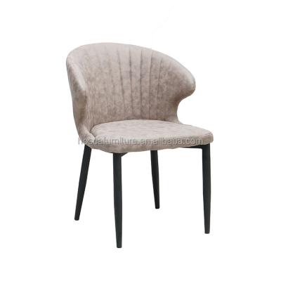 China Modern Elegant Beige Leather Chair Velvet Chair Stable Luxury Nordic Dining Chair Light Gray for sale