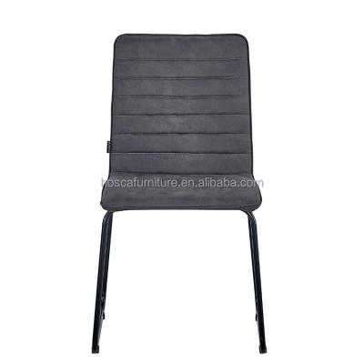 China Gray Hotel Black Leather Back Seat Free Samples New Comfortable Modern Design With Powder Coating Legs Dining Chair for sale