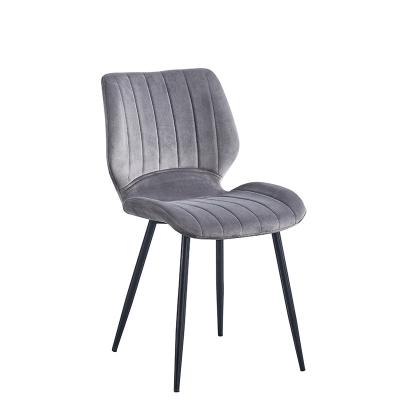 China Armless Leather Legs Gray Velvet Dining Chair Antique Metal PU Upholstery Modern Furniture Accent Seat Comfy China Manufacturer for sale