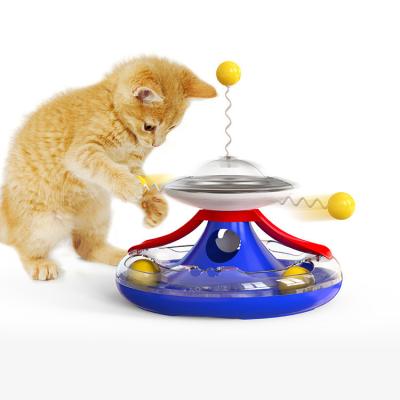 China Viable Interactive IQ Training Turntable Roller Food Leak Happy Cat Toy for sale