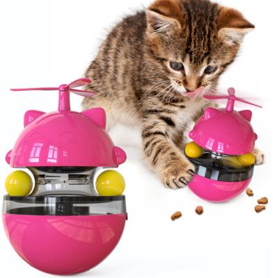 China Stored Interactive Windmill Cat Toy Food Dispenser Turntable Cat Toy Tumbler for sale