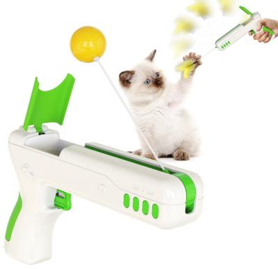 China Viable Interactive Catapult Gun With Newly Connected Ball And Feather Cat Toy for sale