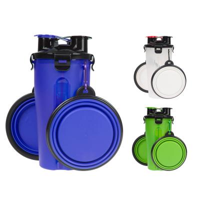 China Viable 2 in 1 Outdoor Silicone Drinking Feeder Dog Portable Bottle Pet Water Dispenser for sale