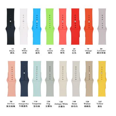 China Silicone Fashion Quality Silicone Replacement For Apple Watch Band Series 7 6 5 4 3 2 1 Se For iwatch Band Strap 38 40 41 42 44 45mm for sale