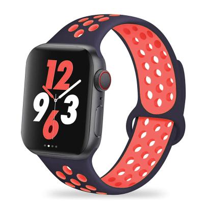 China 2021 Strap For Apple Watch Silicone Strap For Apple Watch Band Strap Correa iWatch Breathable Series 3 44mm 40mm 42mm 38mm 6 5 4 Se 7 45mm 41mm for sale